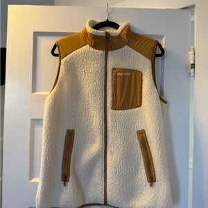 Marmot Women's White and Brown Fleece Vest
